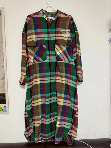 새상품급 MILKFED. 체크 무늬 플란넬 롱 셔츠 원피스