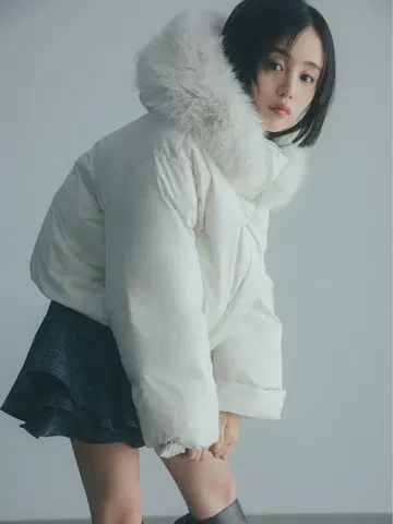 택 포함 새상품 SNIDEL 니시카와 후드 퍼 숏 다운