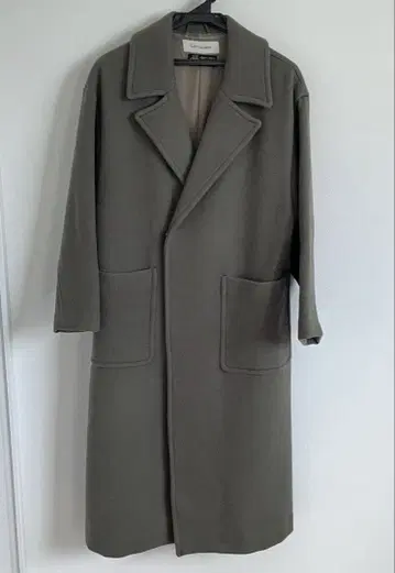 Lavourdays 올리브 그린 롱 코트 울 코트