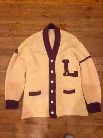 50's 레터드 가디건 윙풋