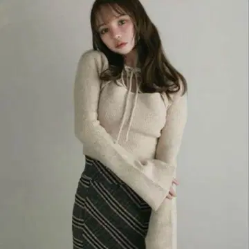 andmary Anita 리본 니트 탑 베이지