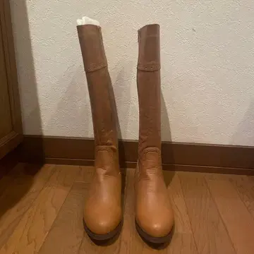 브라운 롱 부츠 사이드 지퍼