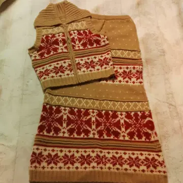 북유럽 스타일 니트 레트로 상하의 베스트+스커트