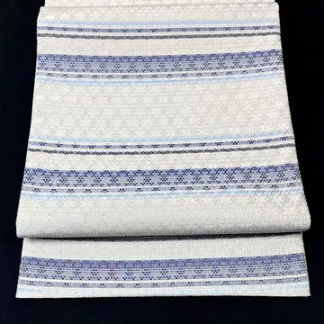 도서 네이비 나염 꽃 무늬 후쿠로 오비 미사용품 전체 무늬 순수 실크