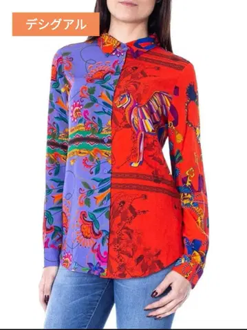 올 패턴 롱 슬리브 셔츠 레이온 데시구알