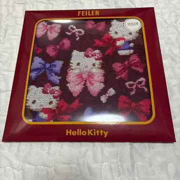 미개봉 새상품 FEILER 페이러 리본에 둘러싸인 키티 손수건