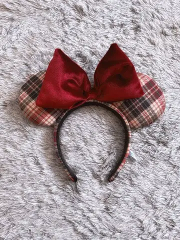 디즈니 머리띠 체크 무늬 가을/겨울