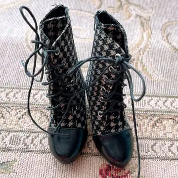 SD/DD 사이즈 하운드투스 체크 패턴 레이스업 부츠