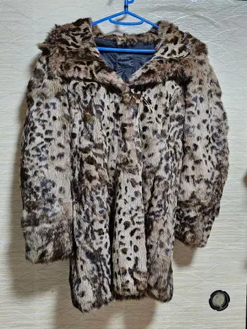 MOUSSY 레오파드 무늬 토끼털 코트 사이즈 1