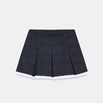 ZARA 자라 체크 무늬 박스 플리츠 스코트