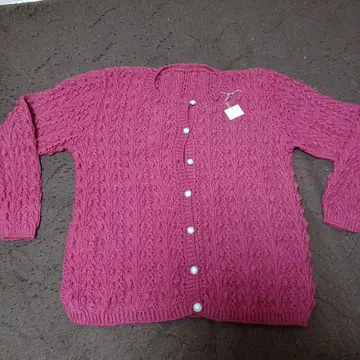 케이블 니트 긴팔 가디건 핸드메이드 쇼와