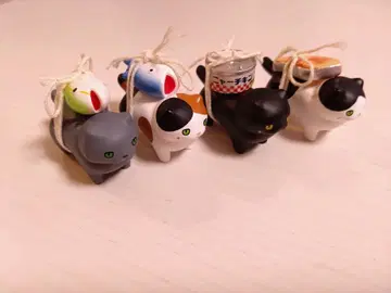 도시락 고양이 미니 피규어 4개 세트 고양이 가챠가챠