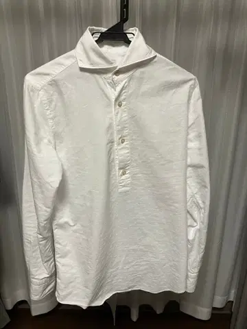 Finamore 피나모레 호리존탈 칼라 풀오버 셔츠 화이트