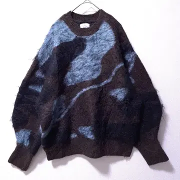 Ungrid 샤기 자카드 니트 둥근 실루엣 볼륨