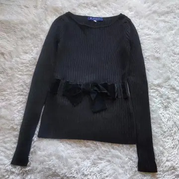 M'S GRACY 엠즈 그레이시 리브 니트 벨로아 리본 블랙 38