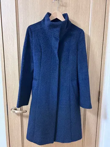 UNTITLED 알파카 큐프라 안감 네이비 코트