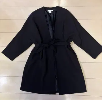 블랙 롱 코트 벨트 포함