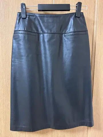 천연 가죽 블랙 타이트 스커트 뒷면 지퍼