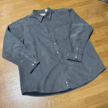 구제 의류 fieldmaster 그레이 페이크 스웨이드 셔츠 오버 사이즈