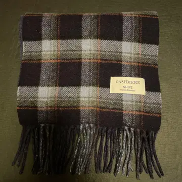 [ SHIPS ] 캐시미어 체크 머플러 네이비