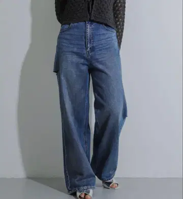 SENSE OF PLACE 하크 프린트 크러쉬 와이드 데님