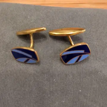 앤티크 France 네이비와 파랑 에나멜 커프 링크스