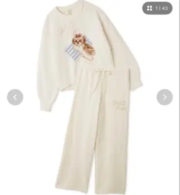 젤라또피케 시어 자카드 풀오버 & 베비모코 롱 팬츠 세트