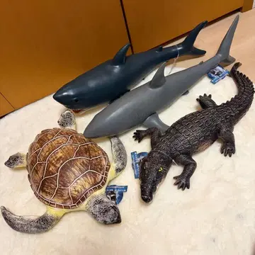 리얼 수중 생물 피규어 거북이 악어 상어 등 4점