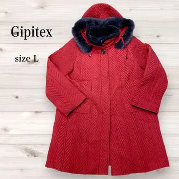 Gipitey 퀼팅 자켓 후드 있음 L 빨간색