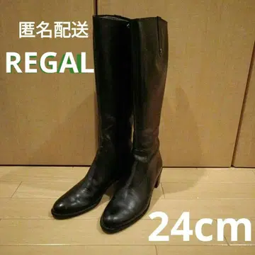 REGAL 리갈 블랙 롱 부츠 중간 힐 지퍼 포함