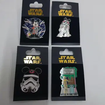 스타워즈 캐릭터 핀 배지 4개 세트 디즈니