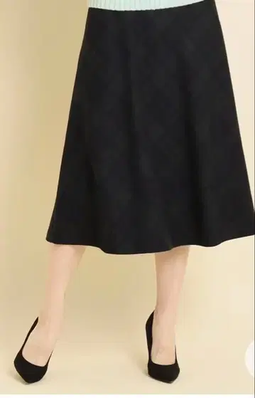 플레어 스커트 그린 체크 무늬