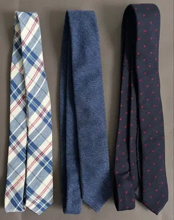 ZARA 체크 무늬 도트 무늬 코튼 넥타이 3개 세트