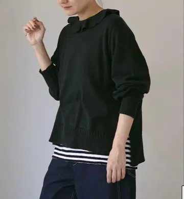 TUMUGU 랜덤 니트 카라 부착 풀오버 블랙