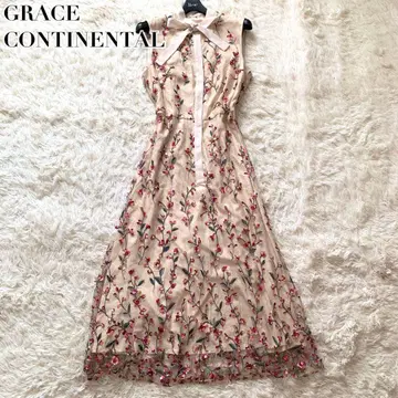 미사용급 그레이스 콘티넨탈 원피스 보타이 자수 스팽글