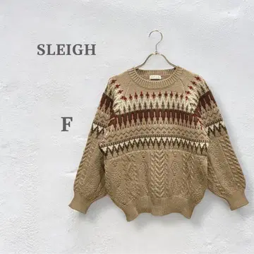 노르딕 무늬 니트 크루넥 스웨터 일본제 울 100% 가을/겨울