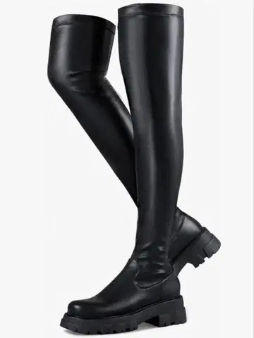 KiniYitta 통굽 니하이 싸이하이 부츠 블랙