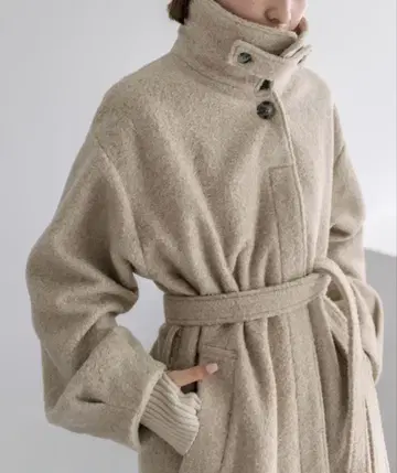 mystic 베이지 롱 코트 벨트 포함