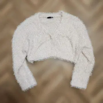 Heather 크롭 샤기 가디건 파스텔 핑크 프리 사이즈