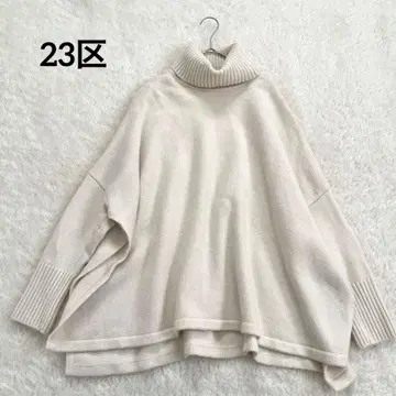 23구 울 캐시미어 판초 터틀 니트 아이보리 빅