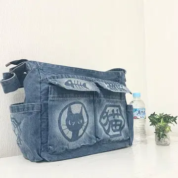 발염 데님백 [길고양이] 숄더백 지퍼 포함