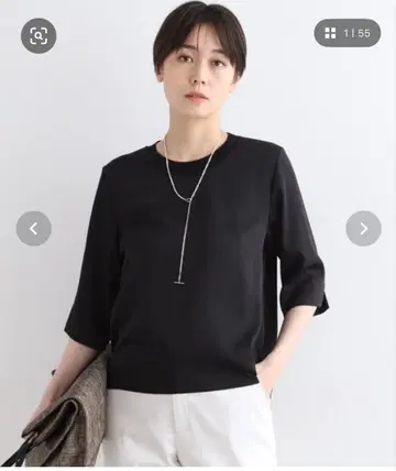 INDIVI 리브 디자인 드레이프 블라우스