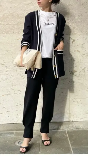 VERMEIL par iena 더블 크로스 조그 팬츠 38 블랙