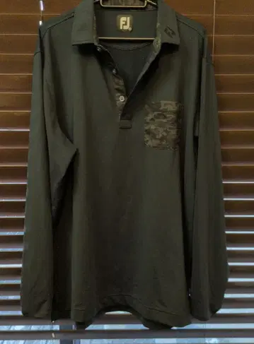FJ 블랙 골프 긴팔 피케 셔츠 카모플라주 패턴
