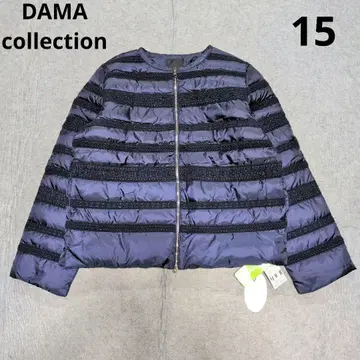 택 포함 다마 컬렉션 노카라 레이스 다운 자켓 네이비 15
