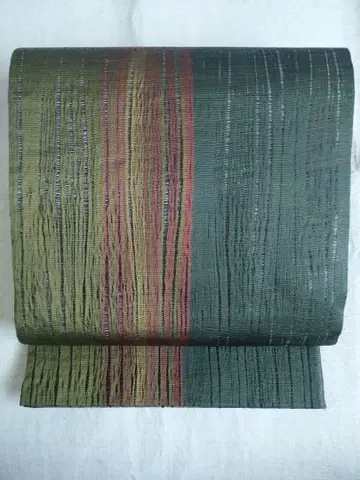 초목 염색 후쿠로 오비 치쿠젠 원조 하카타오리 순수 실크 리버서블