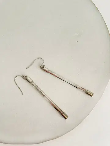 유리 귀걸이 실버 투명