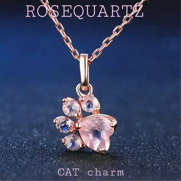로즈 쿼츠 [ Cats hand ] 벚꽃석 목걸이 로즈 골드 크리스탈