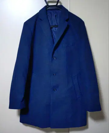 네이비 체스터 코트 싱글 브레스티드