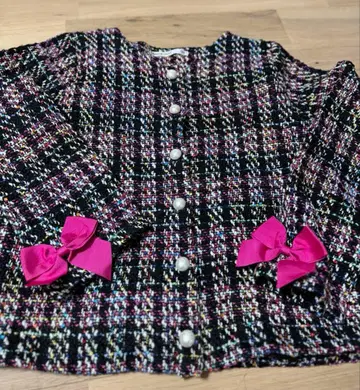 RIBBON DRESS 컬러풀 트위드 소매 리본 자켓